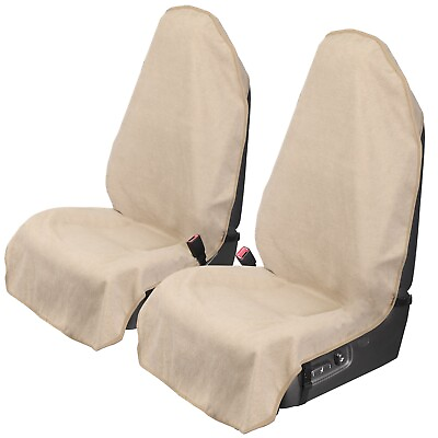 #ad 2pcs Beige Waterproof Towel Auto Car Seat Cover Protector Machine Washable