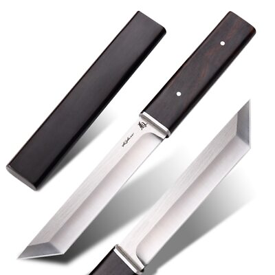 #ad Handmade Japanese Samurai Straight Tanto Knife Sword D2 Steel Fixed Blade Knife