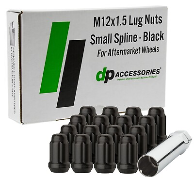 #ad Black M12x1.50 Closed End Spline Tuner Lug Nuts 19mm Hex Set of 16