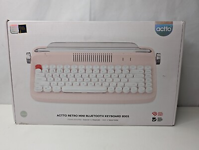 #ad Actto Retro Mini Bluetooth Keyboard B303 Pink Components Sealed Open Box