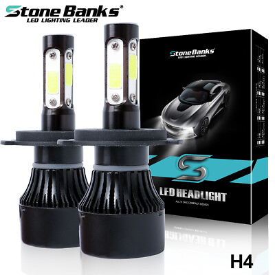 #ad Pair 4 sides H4 HB2 9003 LED Headlight Kit 2400W 6000K 360000LM Hi lo Beam Bulbs