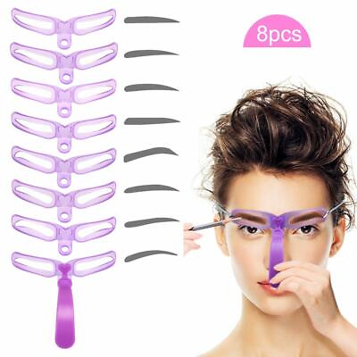 #ad 8 Styles Eyebrow Shaping Stencils Grooming Shaper Template Makeup Tool Kit US $6.49