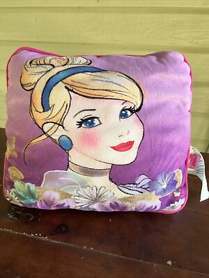 #ad Disney Princess Cinderella Plush Pillow 12”Pumpkin Carriage Purple Pink Dbl Side