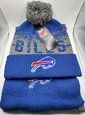 #ad Buffalo Bills Winter Beanie Hat and Scarf Set NFL NWT
