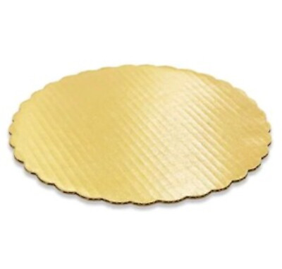 #ad 12quot; Round Scalloped Cake Circle Gold laminated