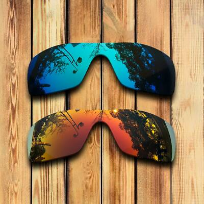 #ad Polarized Glacier Blue amp; Blaze Red Replacement Lenses for Oakley Batwolf OO9101