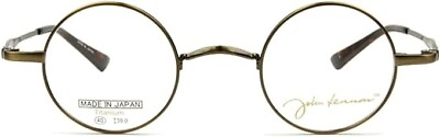 #ad John Lennon Round Eyeglasses Titanium Frame Only Antique Gold 143mm Japan Made