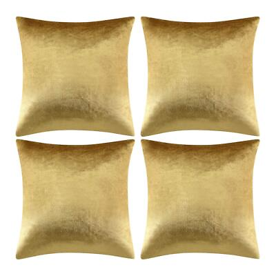 #ad Decorative Throw Pillow Covers 18 x 18 Gold Soft Pillow Covers VelvetSet of 4...
