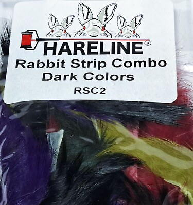 #ad Hareline Fly Tying Rabbit Strips Zonker Combo 3 Styles Light Dark Bright Colors