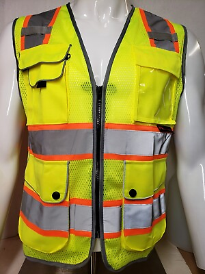 #ad FX SAFETY VEST Class 2 High Visibility Reflective Yellow Safety Vest FXSV8