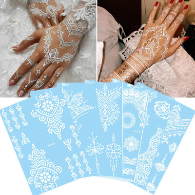 #ad White Tattoo Art Temporary Henna Sticker Body Lace Waterproof Tattoo
