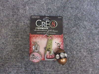#ad Cre8 by Amy Labbe Charms With Glass Accents Sweet Crown Girls Bling Emo Goth