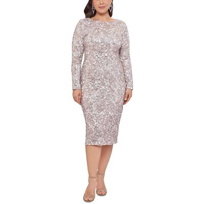#ad Xscape Womens Sequined Mid Calf Formal Cocktail and Party Dress Plus BHFO 9690