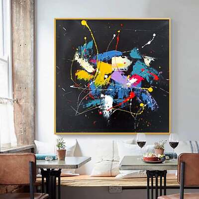 #ad Black Large Wall Abstract Painting Abstract Wall Art Splatter Painting Abstract