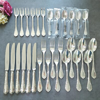 #ad Christofle Marly 30pcs Silverplate Flatware Knife Fork Spoon Very Good