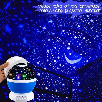 #ad Blue Starry Night Light Projector Star Moon Nebula Light Lamp For Kids Bedroom