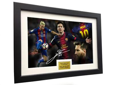 #ad Signed quot;CELEBRATIONquot; Barcelona Lional Messi Photograph Picture Frame Soccer Gift