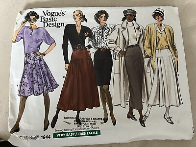 #ad NEW* Vintage 1987 Vogue #1944 Sewing Patterns Woman’s Size 8 10 12