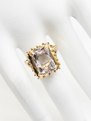 #ad Vintage 1940s RETRO $4000 10ct Pink Kunzite 14k Yellow Gold Ring