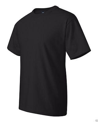 #ad 6 Pack Hanes Beefy T Shirts BLACK 5180 S 6XL Wholesale Cotton Short Sleeve NEW