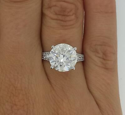 #ad 3.75 Ct Pave 4 Prong Round Cut Diamond Engagement Ring VS2 G White Gold 18k
