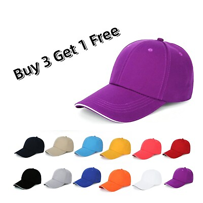 #ad Cotton Baseball Cap Ball Hat Plain Solid Washed Adjustable Buy 3 Get 1 Free US $5.98