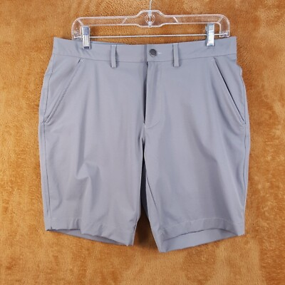 #ad BLOOMINGDALES Mens Shorts Size 32 Gray Chino Nylon Stretch Active 9quot;