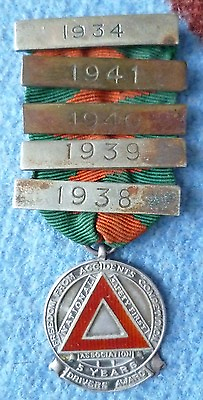 #ad 5 years Driver Award Medal to C W Harley Bar 1934383940 41HALLMARKED Silver