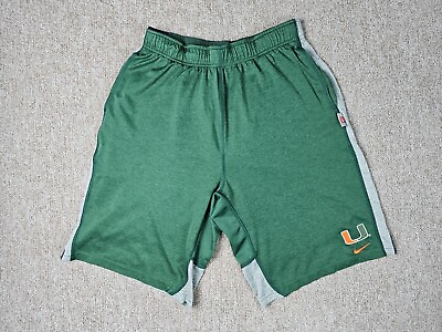 #ad Nike Miami Hurricanes Shorts Men Size S Green Dri Fit Football Pockets Pants