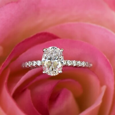 #ad Engagement Diamond Ring IGI GIA Certified Lab Grown Oval 0.77 Ct 18K White Gold