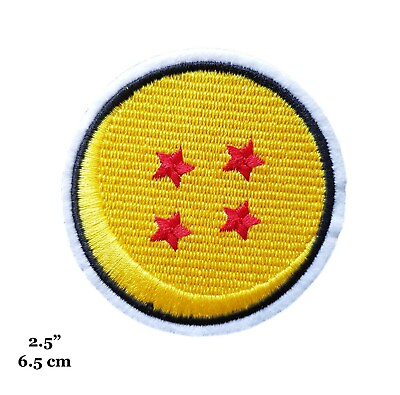 #ad Dragon Ball Z Series 4 Star Dragon Ball Yellow Embroidered Iron On Patch