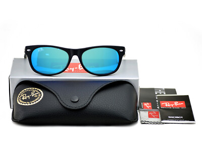 #ad #ad Ray Ban Sunglasses RB2132 New Wayfarer Flash Black Frame Blue Lens 52mm Unisex