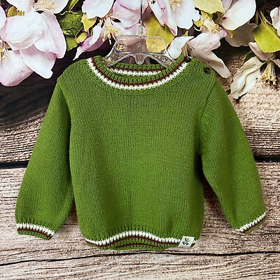 #ad Toddler Boys Cotton Acrylic Solid Green Knit Soft Sweater Pullover