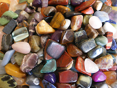 #ad 200 x LARGE STONES 23mm 30mm ASSORTED POLISHED TUMBLE STONES BIG VARIETY MIX