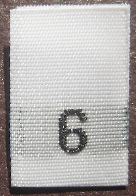 #ad 100 PCS WOVEN CLOTHING SEWING FOLDED LABEL SIZE TAGS SIZE 6 WHITE