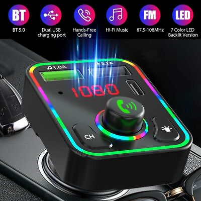 #ad Bluetooth 5.0 Car Wireless FM Transmitter Adapter 2USB PD Charger Hands Free AUX $5.33