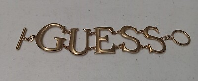 #ad Guess Gold Toned Bracelet Letters are 1 1 2quot; Tall