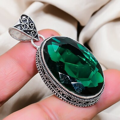 #ad Chrome Diopside 925 Sterling Silver Gift Love Handmade Jewelry Pendant 5.2quot;