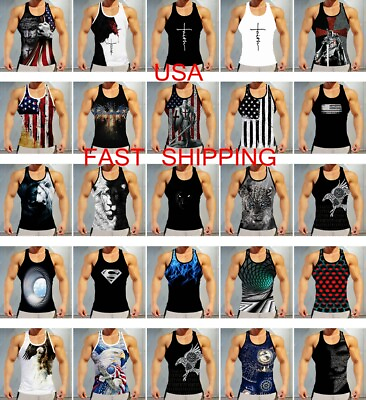 #ad Men#x27;s Stringer Tank Top Bodybuilding Muscle Sleeveless Gym Workout T Shirts Vest