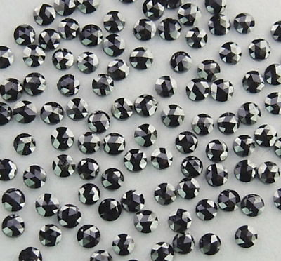 #ad Natural Loose Diamond Black Round Rose Cut I3 Clarity 1.0 To 3.30 MM 1.00 Ct Q40