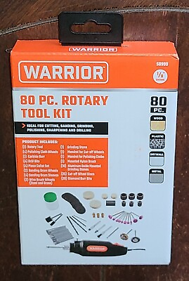 #ad WARRIOR 80pc Rotary Tool Kit for Wood Plastic Metal 1 8quot; Shank Item #58999