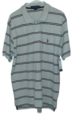 #ad NWT U.S. Polo Assn. Men#x27;s Polo Shirt Short Sleeves Striped Size L B74