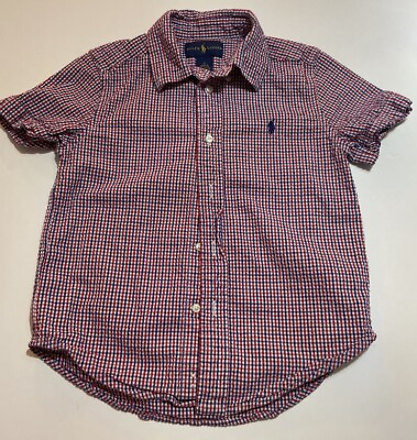 #ad Boys size 5 Ralph Lauren polo button up collared short sleeve shirt top