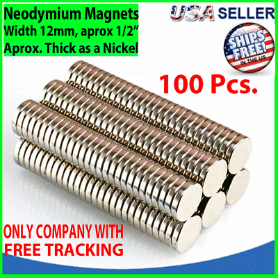 #ad 100 Neodymium Magnets Round Disc N35 Super Strong Rare Earth 12mm X 2mm Fridge