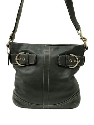 #ad COACH Shoulder Bag Leather Black Solid Color 1454