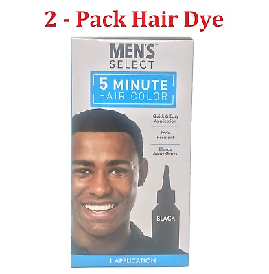 #ad 2 Pack Mens Select Hair Color Dye Black or Dark Brown 5 Minute Gel Men Coloring