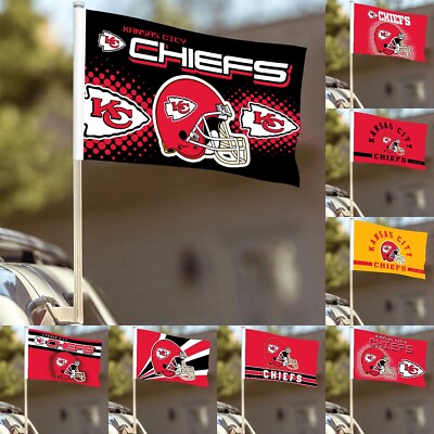 #ad 2PCS Chiefs City Kansas Car Flags 12*18in Car Window Flag amp; 20in Flagpole