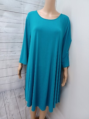 #ad Lamp;B Lucky amp; Blessed Womens Pullover Turquoise Dress XL Asymmetric NWT