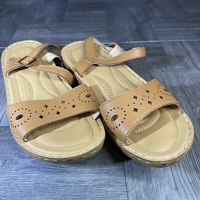 #ad Brown Sandals Comfy Open Toe Summer Spring with Straps Womens US size 7 38