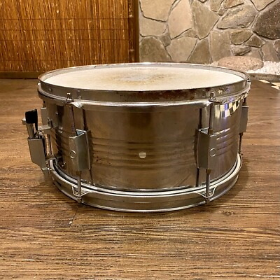 #ad Rare Snare Drum Steel 6 Tension With Built In Mute 14 6.5 Inches Grun Sound H21